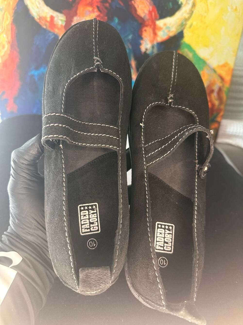 Faded Glory Madge Black Mary Jane Shoes Size 10